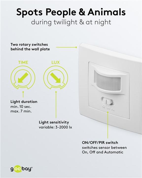 Actual product image Goobay Flush-mounted PIR motion detector (9 m)