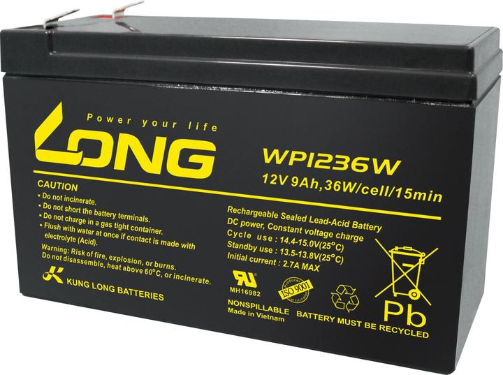 Immagine prodotto Long WP1236W WP1236W Batteria al piombo 12 V 9 Ah al piombo (AGM) (L x H x P) 151 x 102 x (12 V, 9000 mAh)