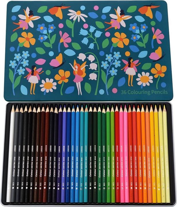 Produktbild Rex London schachtel mit 36 buntstiften fairies in the garden (Rot, Grün, Schwarz, Weiss, Gelb, Blau, 36 x)