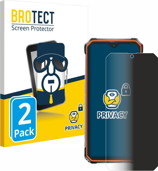 Productafbeelding BROTECT Anti-spionnetje privacyfolie Beschermfolie tegen blauw licht (2 Stuk, Blackview BV9200)