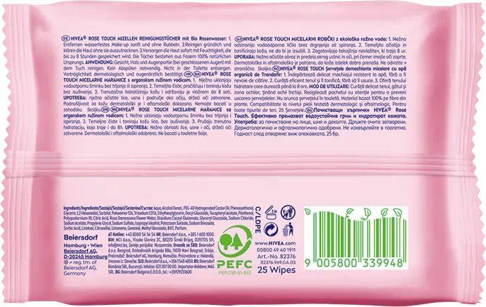 Image du produit NIVEA Lingettes nettoyantes à l'eau de rose (Chiffons de nettoyage)