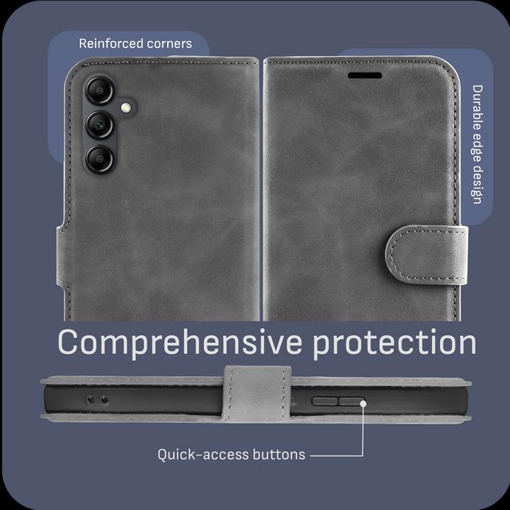 Produktbild Cazy Premium-Geldbörsen-Etui für Samsung Galaxy A55, Magnetisches Geldbörsen-Etui, Kartenfächer, Ständer (Samsung Galaxy A55)