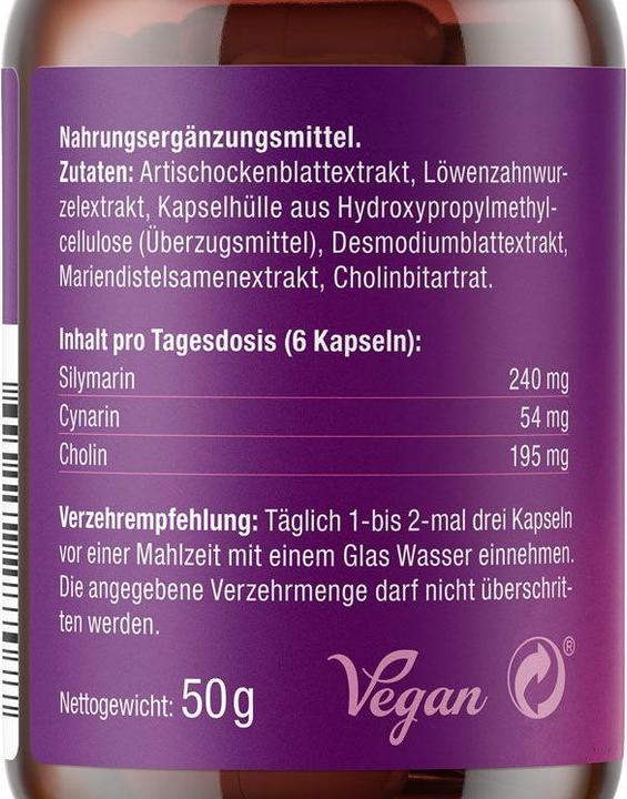 Nährwerte und Zutaten Effective Nature LeberVital mit Artischocke (90 Stück)