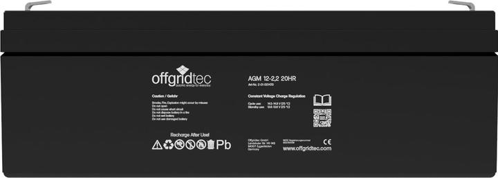 Image du produit Offgridtec ® AGM 2,2Ah 20HR 12V - Batterie solaire Extrêmement résistante au cyclage (1 pcs, Spécifique à l'appareil, 2100 mAh)