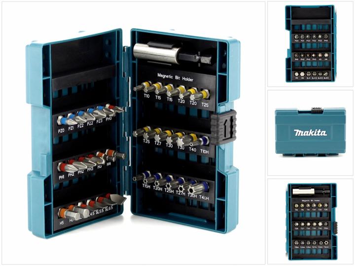 Produktbild Makita BitSet D37194 (4, 4.5, 5.5, 6.5, 27, 40, TX25, PH2, H6, PZ2, TX10, PH1, TX15, H3, TX30, PH0, PZ1, 27H, 15h, H4, 40H, PH3, 20H, PZ3, 25H, 30H, H5, TX20, PZ0)