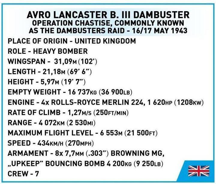 Nährwerte und Zutaten Cobi Avro Lancaster B. III Dambuster - Executive Edition