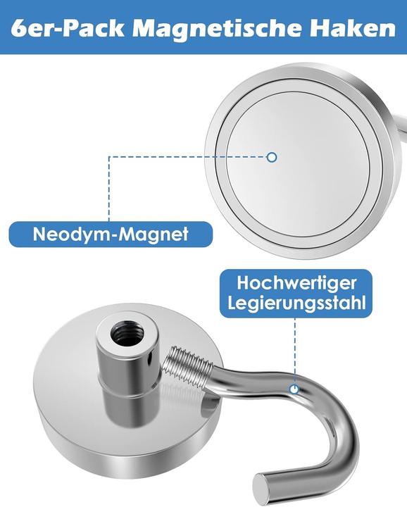 Immagine prodotto Swissdetector Ganci magnetici al neodimio extra-forte - 23Kg - X6