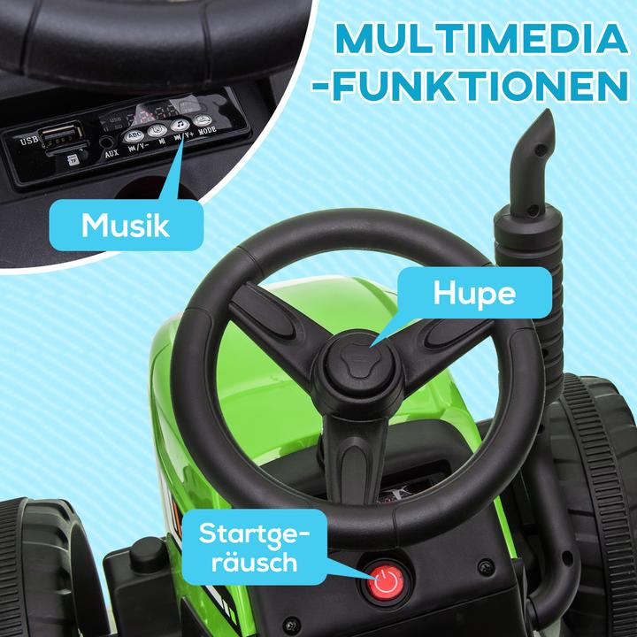 Image du produit Swisshandel24 Tracteur électrique, remorque, télécommande, tracteur autoporté, fonction MP3