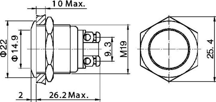 Immagine prodotto Tru Components 701270 GQ 19F-S Pulsante antivandalo 48 V/DC 2 A 1