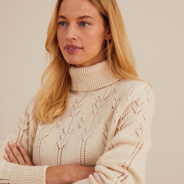 Produktbild Anne Weyburn Rollkragenpullover aus Feinstrick mit Ajourmuster (42)