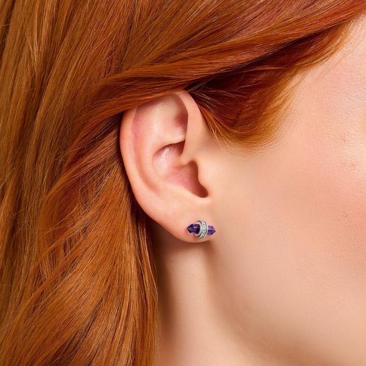 Produktbild Thomas Sabo Ohrstecker mit violettem Onyx Kristall Silber (925 Sterlingsilber, Geschwärzt)