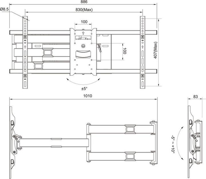 Image du produit Multibrackets M Universel (Mur, 75", 40 kg)