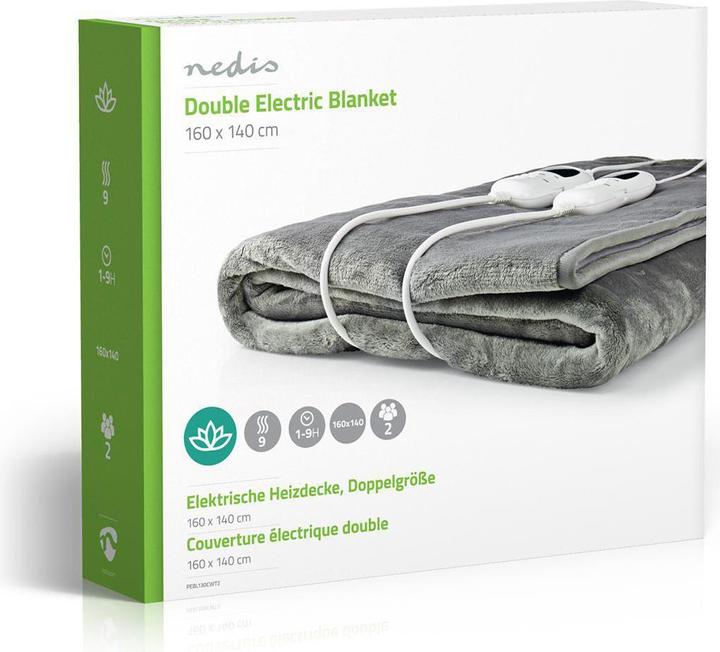 Produktbild Nedis Elektrische Bettdecke | Unterdecke | 2 Personen | 160 x 140 cm | 9 Wärmeeinstellungen | waschb (160 x 140 cm)