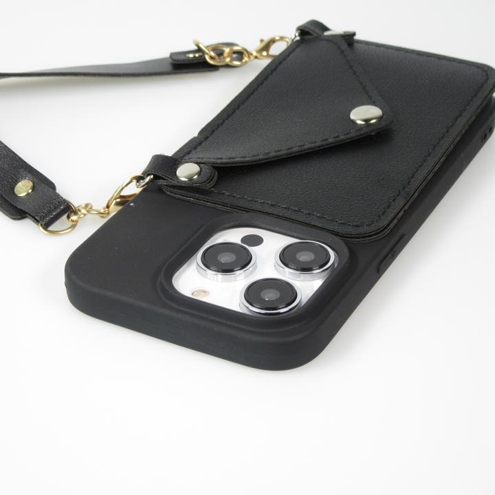 Actual product image PhoneLook Coque Silicone soft touch avec pochette à cartes ou argent en cuir et lanière intégrée (Apple iPhone 14 Pro)