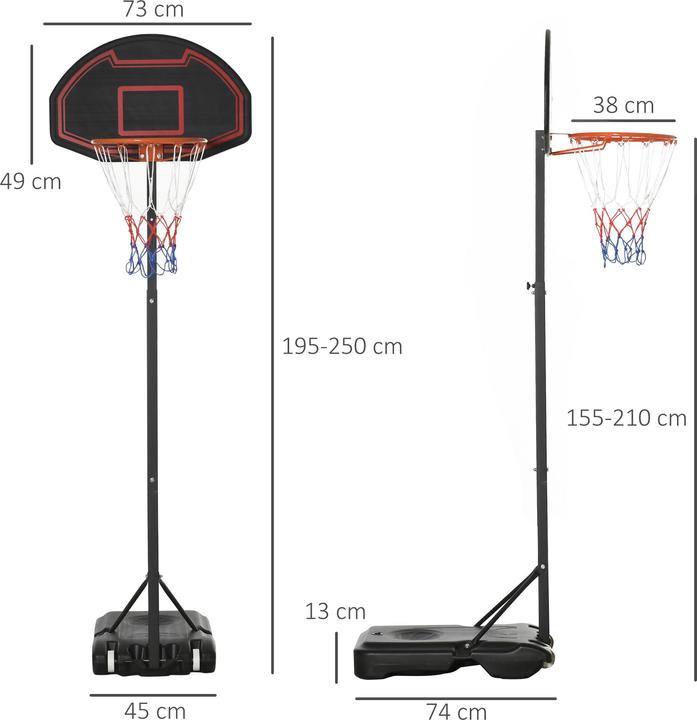 Image du produit Homcom Support de panier de basket avec roulettes