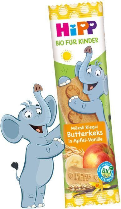 Actual product image Hipp Organic for Kids Muesli Bar Elephant, : Butter Biscuit in Apple Vanilla, from 1+ (20 g)
