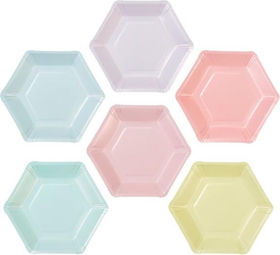 Actual product image TALKING TABLES Hexagonal party plates in pastel (12 x)