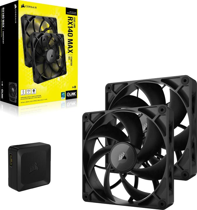 Produktbild Corsair RX MAX Series, iCUE LINK RX140 MAX, 140mm Fan, Dual Fan Kit (140 mm, 2 x)