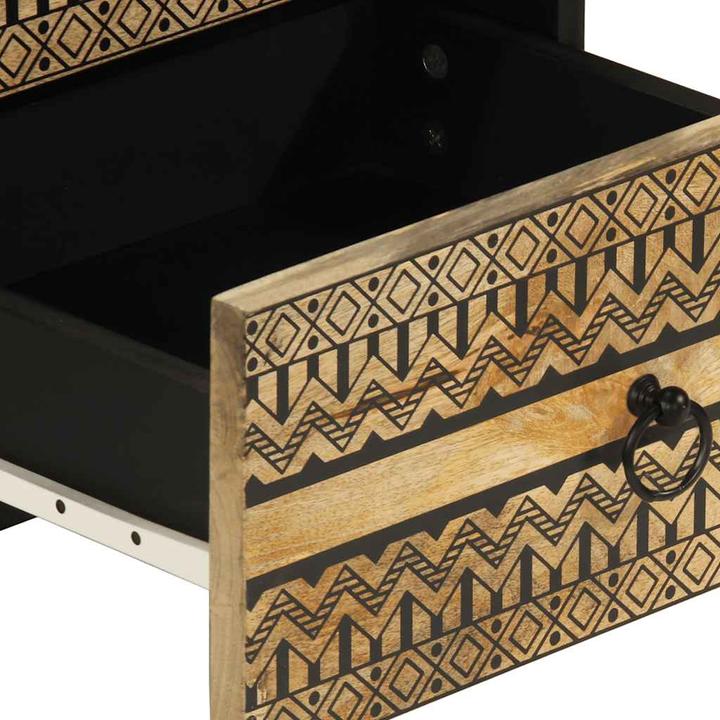 Actual product image VidaXL Bedside table Bedside cabinet Bedside chest of drawers Bedside console Black Rough mango wood (40 x 33.5 x 46 cm)