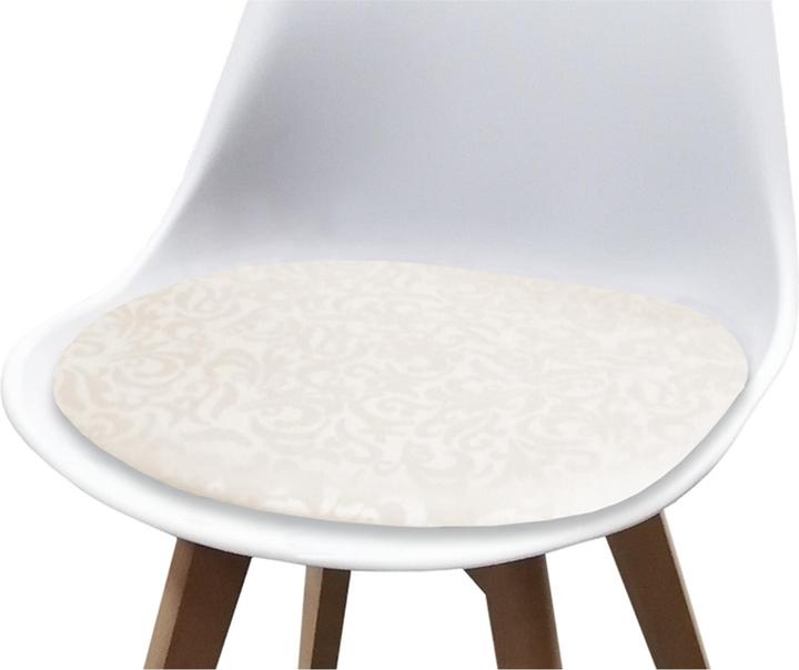 Actual product image HTI-Living Esszimmerstuhl 4er Set Weiss mit Kunstledersitz Atlanta Creme mit Ornament