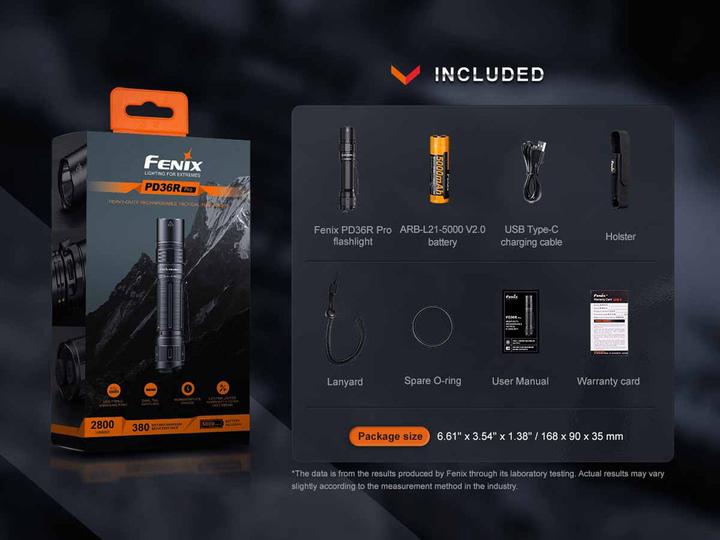 Actual product image Fenix PD36R PRO, LED torch, USB-C (14.58 cm, 2800 lm)
