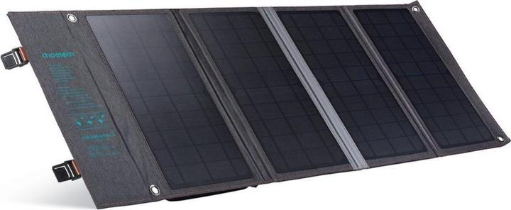 Actual product image Choetech Foldable solar charger SC006 36W 1xUSB QC, 1xUSB-C PD (grey) (36 W, 1.55 kg)