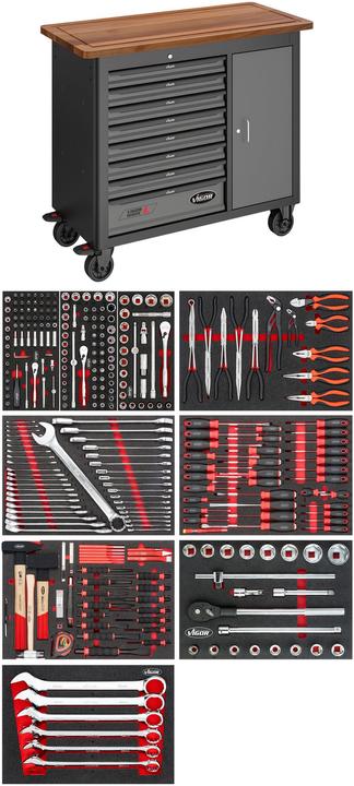 Produktbild Vigor Mobile Werkbank Series L mit Sortiment ∙ V4813/NKW ∙ 336-teilig ∙ Anzahl Werkzeuge: 336 (48.10 cm, 109.10 cm)