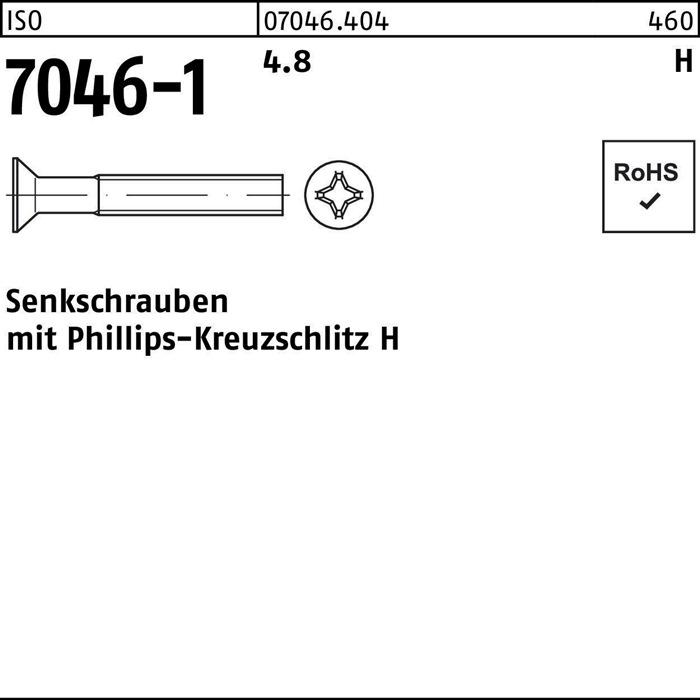 Immagine prodotto Vite a testa svasata ISO 7046-1 con intaglio a croce-PH M 3 x 6 -H 4,8 (2000 Viti per pezzo)