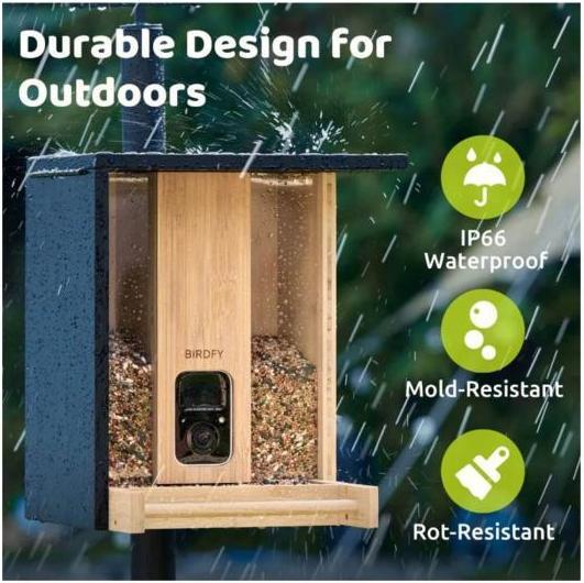 Productafbeelding Birdfy Voederbak Bamboe AI op abonnement + Zonnepaneel