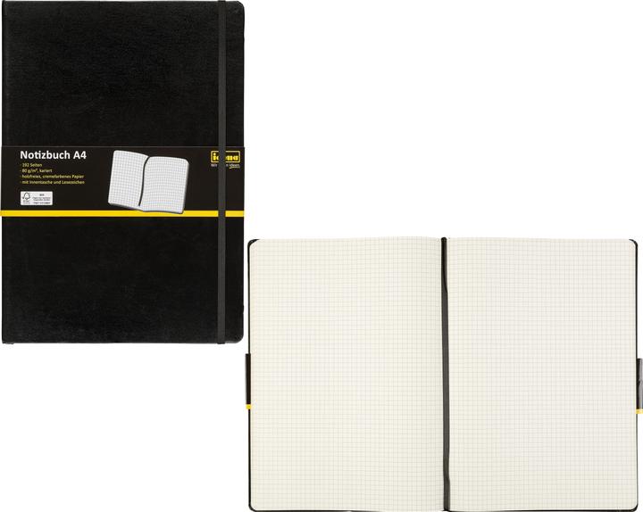 Produktbild Idena Notizbuch A4 kariert schwarz FSC-Mix (A4, Kariert, Harter Einband)