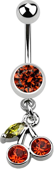 Produktbild Star Piercing Banane silber mit Anhänger Krische orange und grünem Blatt (ohne Messing, Chirurgenstahl 316L)
