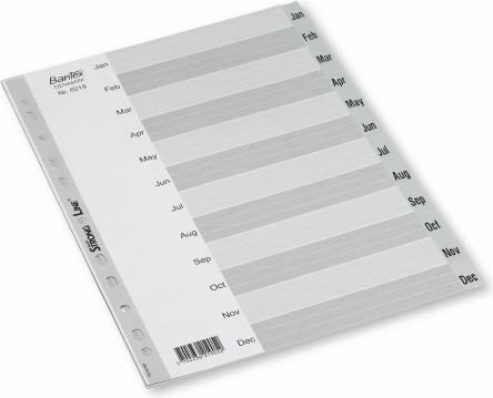Bantex Index Basic-line, jan-dec, plast, A4, grå