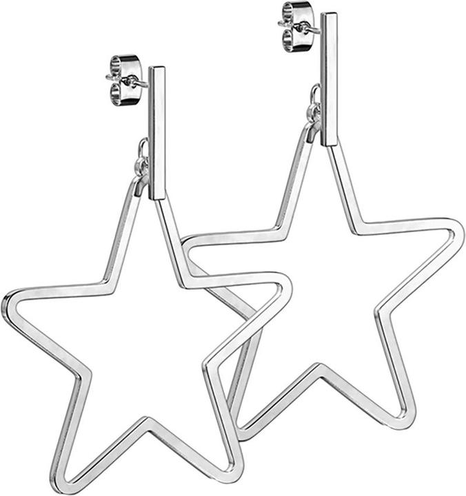 Produktbild Star Piercing Ohrstecker silber Balken Anhänger Stern (ohne Messing, Chirurgenstahl 316L)
