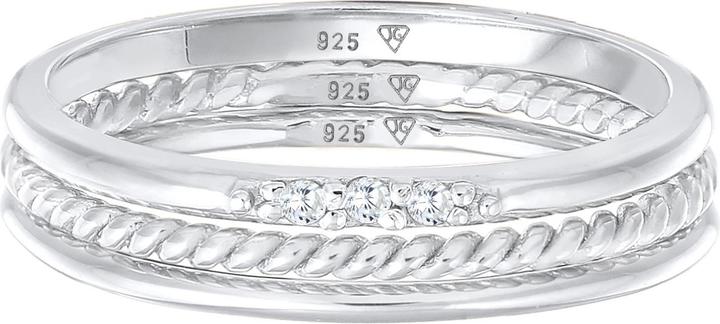Image du produit Elli Bague en ruban, bague en cristal, ensemble de bagues (52, Argent 925)