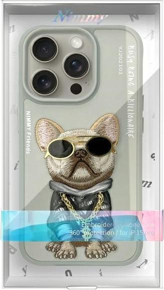 Actual product image Nimmy case iPhone 15 Pro Max 6.7" gray Glasses Cool Dog (Apple iPhone 15 Pro Max)