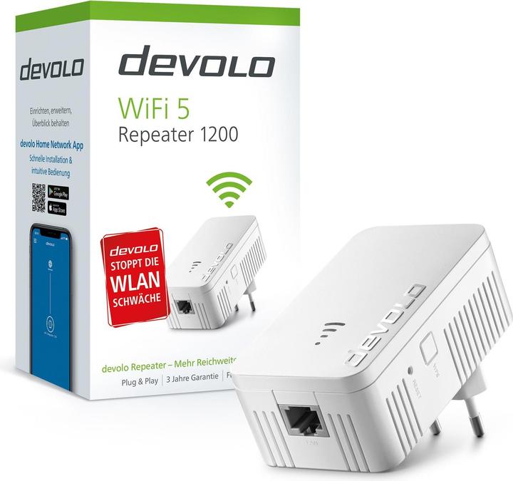 Image du produit Devolo WiFi 5 Repeater 1200 (867 Mbit/s, 300 Mbit/s)