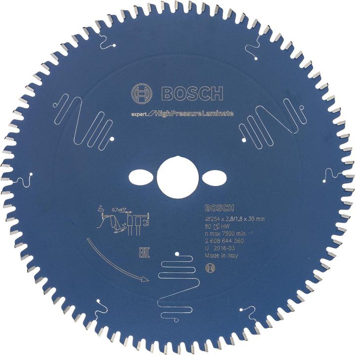 Immagine prodotto Bosch Professional Zubehör Lama circolare Expert per laminato ad alta pressione, 254 x 30 x 2,8 mm, 80