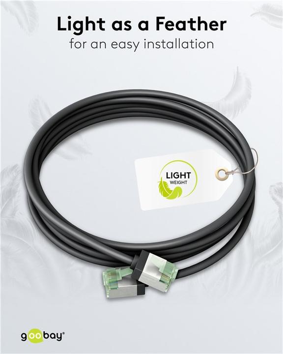 Produktbild Goobay Ultraflexibles CAT 8.1 Patchkabel, slim, U/FTP, schwarz (U/FTP, CAT8.1, 1 m)