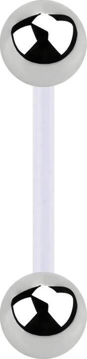 Star Piercing Micro Banane transparent mit zwei Kugeln silber (Chirurgenstahl 316L, ohne Messing, Bioflex)