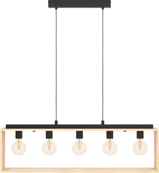 Produktbild EGLO Pendelleuchte FAMBOROUGH 5x E27, Schwarz/Natur (E27)