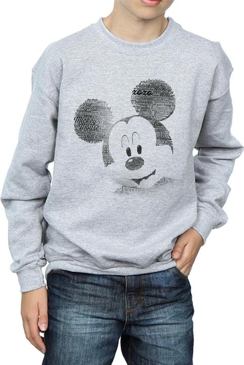 Actual product image Disney Boys Mickey Mouse Text Face Sweatshirt (128)