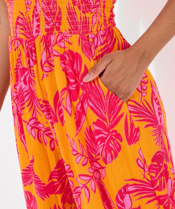 Actual product image Joe Browns Petite Bold Tropical Print Wide Strap Crinkle Jumpsuit (38)