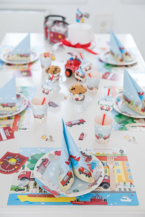 Produktbild DH-Konzept Party Deko Set Feuerwehr für 6 Kinder 51 teilig