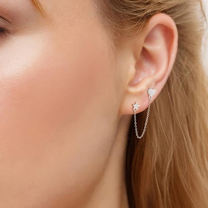 Produktbild Glanzstücke München Damen Ohrringe Herz/Stern Sterling Silber - 34598 (Sterling Silber)