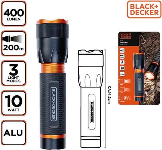 Immagine prodotto Black & Decker Torcia LED 10W 400Lm 200m di proiettore (40 cm)