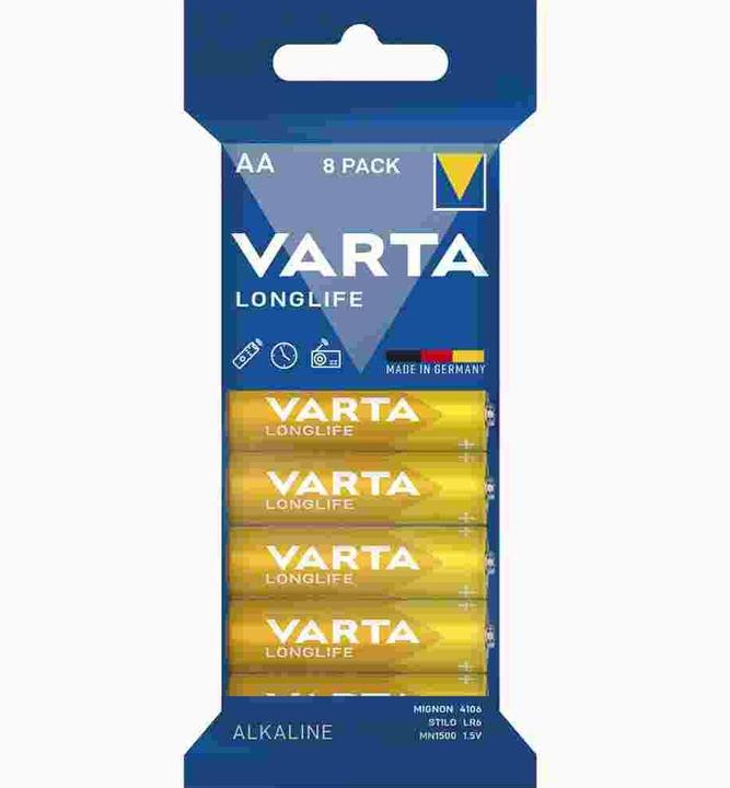 Produktbild Varta 1x8 Longlife AA LR 6 Folienverpackung (8 Stk., AA, 2800 mAh)