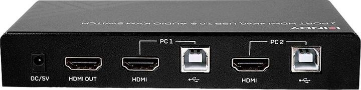 Immagine prodotto Lindy Switch KVM a 2 porte HDMI 4K60, USB 2.0 e audio Consente di commutare tra 2 PC HDMI da un'unica