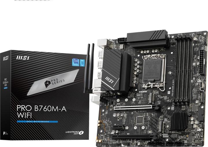 Image du produit MSI PRO B760M-A WIFI (LGA 1700, Intel B760, mATX)