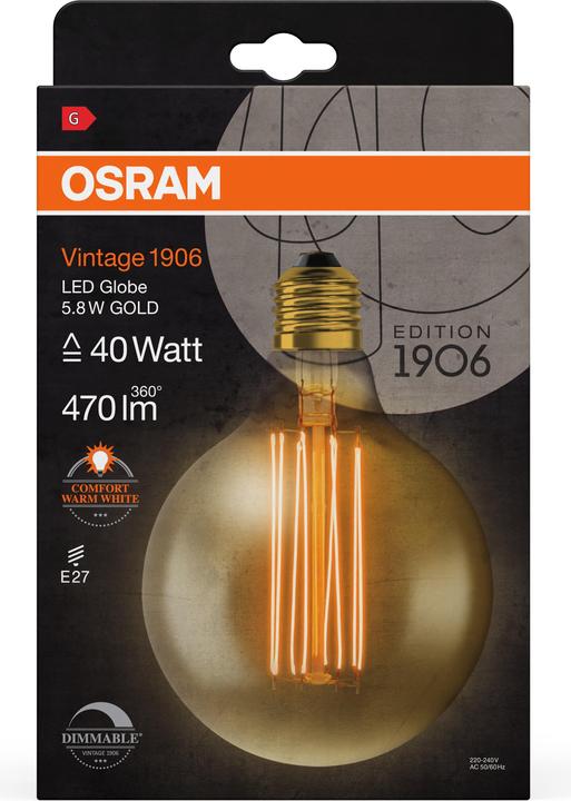 Produktbild Osram Vintage 1906 (E27, 5.80 W, 470 lm, 1 x, G)