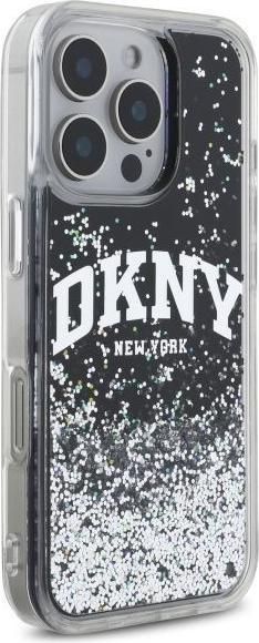 Actual product image DKNY DKHCP16LLBNAEK iPhone 16 Pro 6.3" black/black hardcase Liquid Glitter Arch Logo (Apple iPhone 16 Pro)